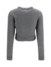 ruched crewneck sweater