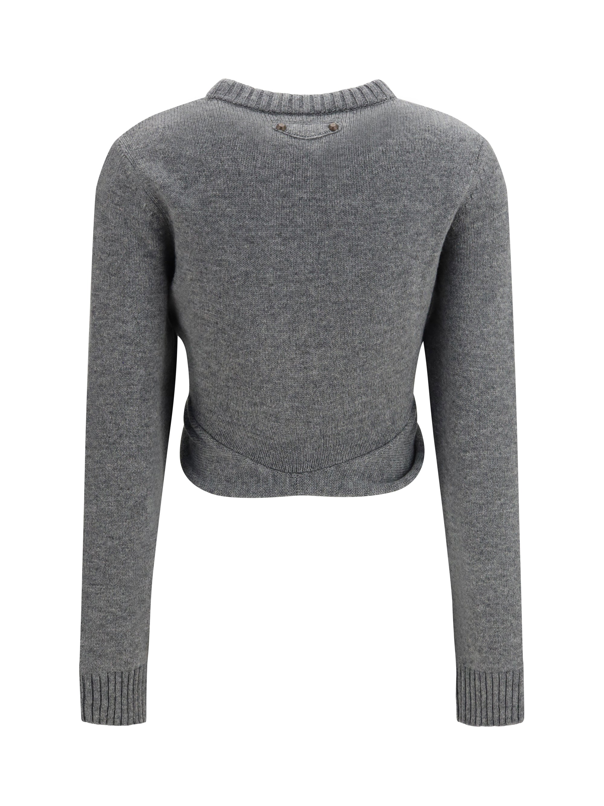 ruched crewneck sweater