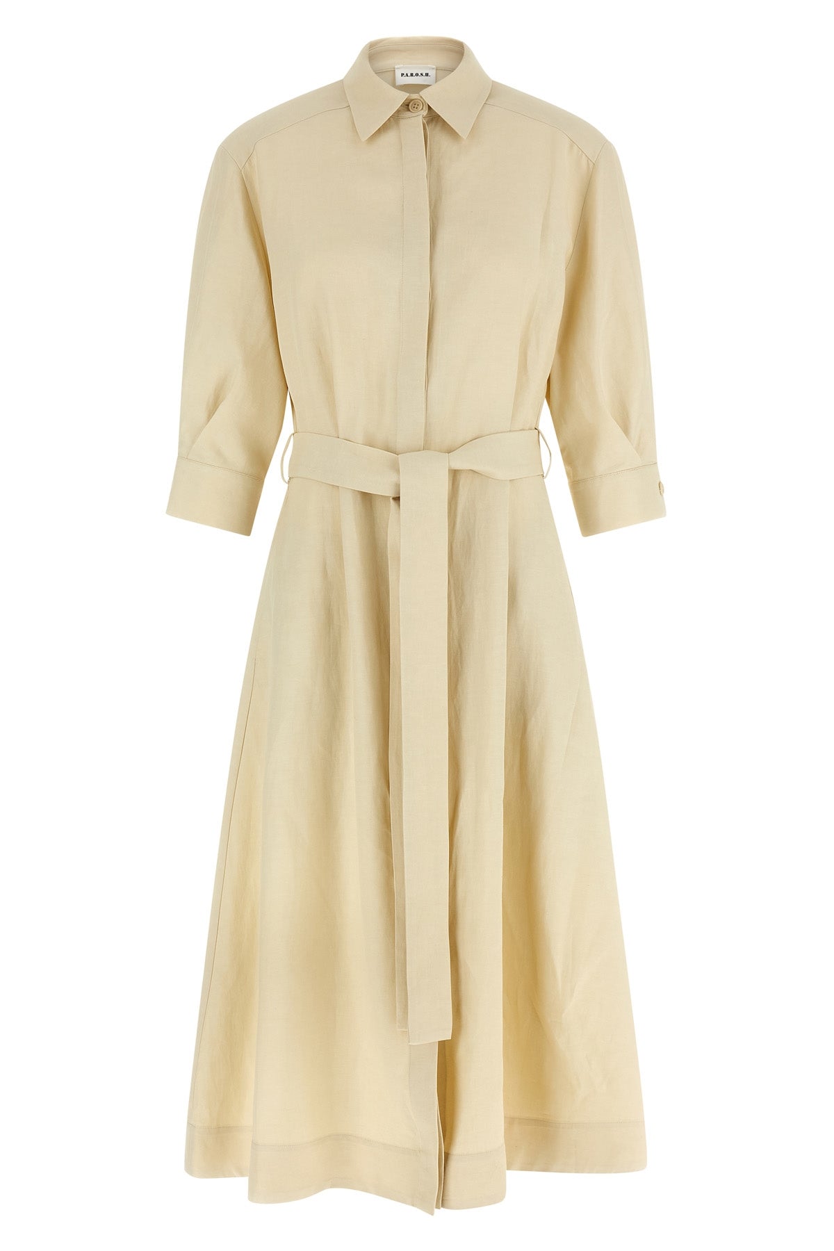 shirt-style dress in linen blend