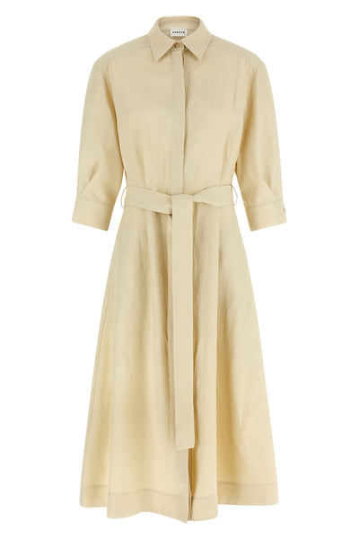shirt-style dress in linen blend