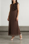 long pallina dress in semi-transparent pleated soleil fabric