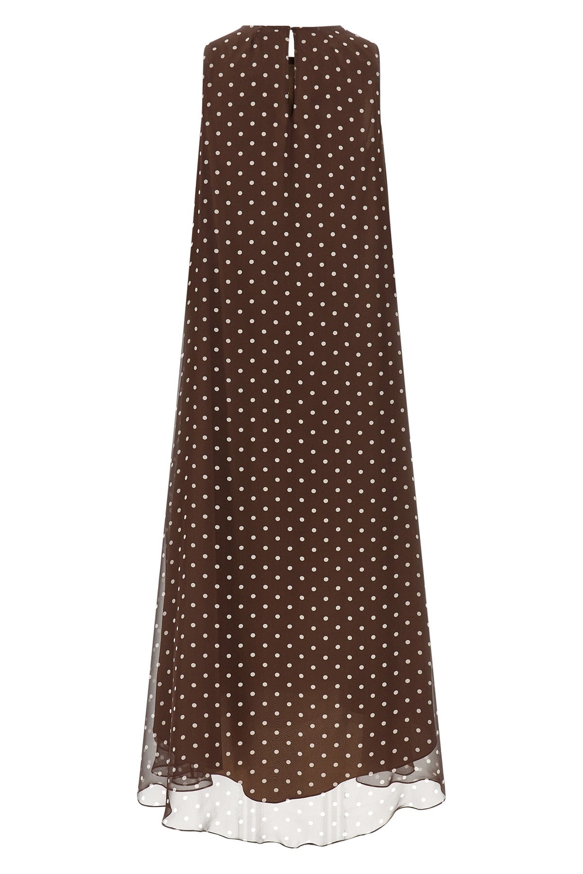 long pallina dress in semi-transparent pleated soleil fabric