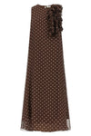 long pallina dress in semi-transparent pleated soleil fabric