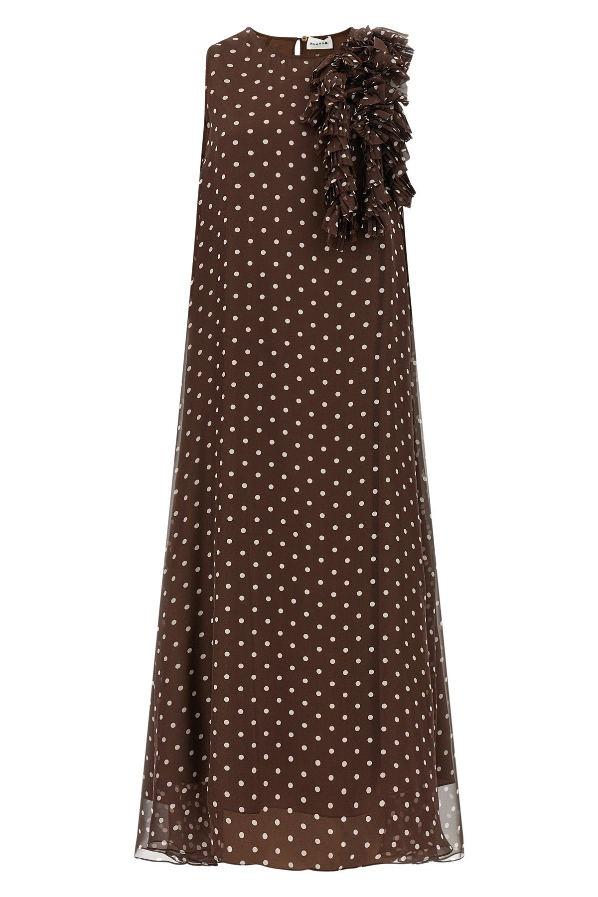 long pallina dress in semi-transparent pleated soleil fabric