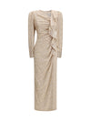 jacquard draped dress with flounces