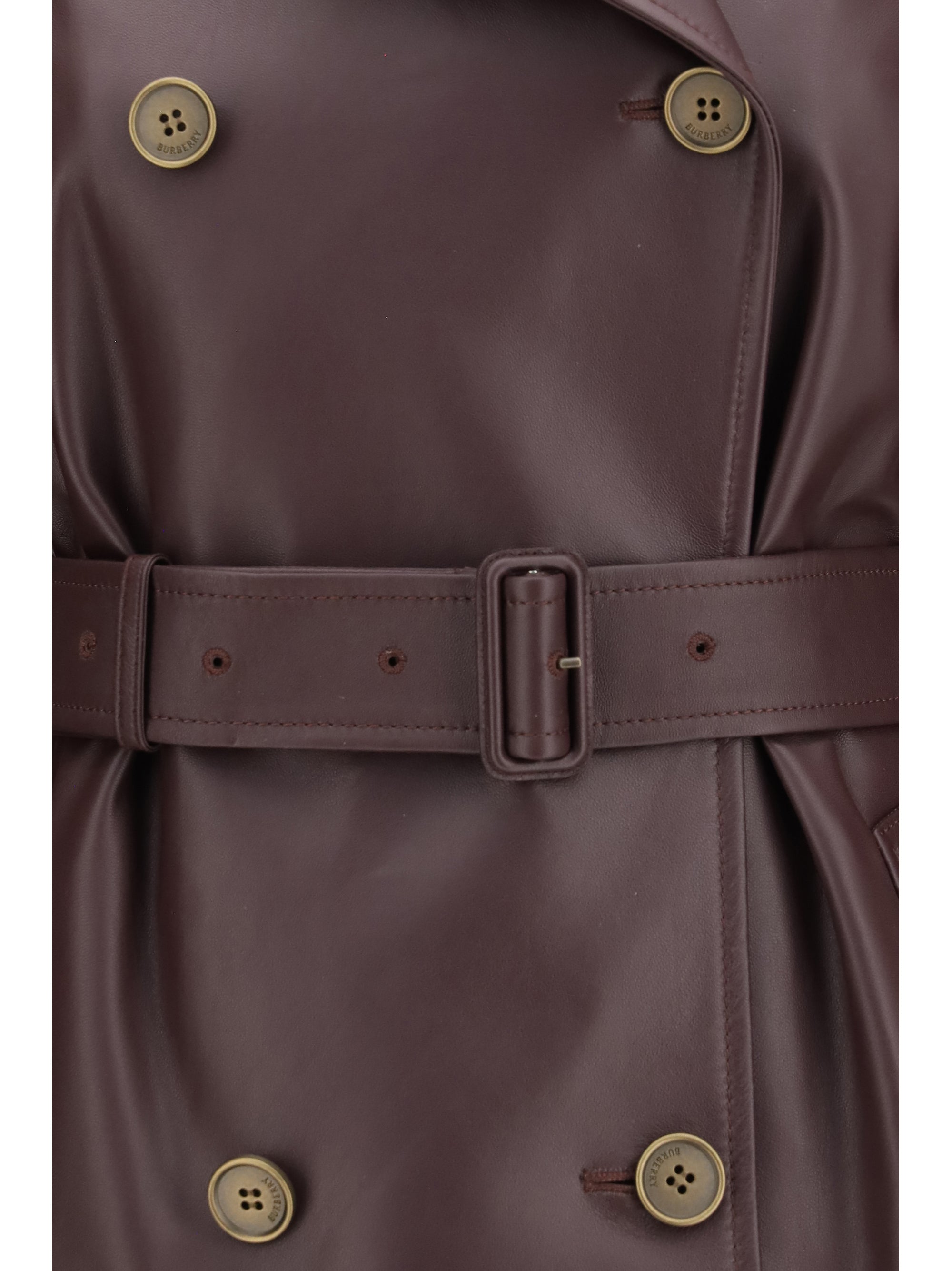 short leather trench coat
