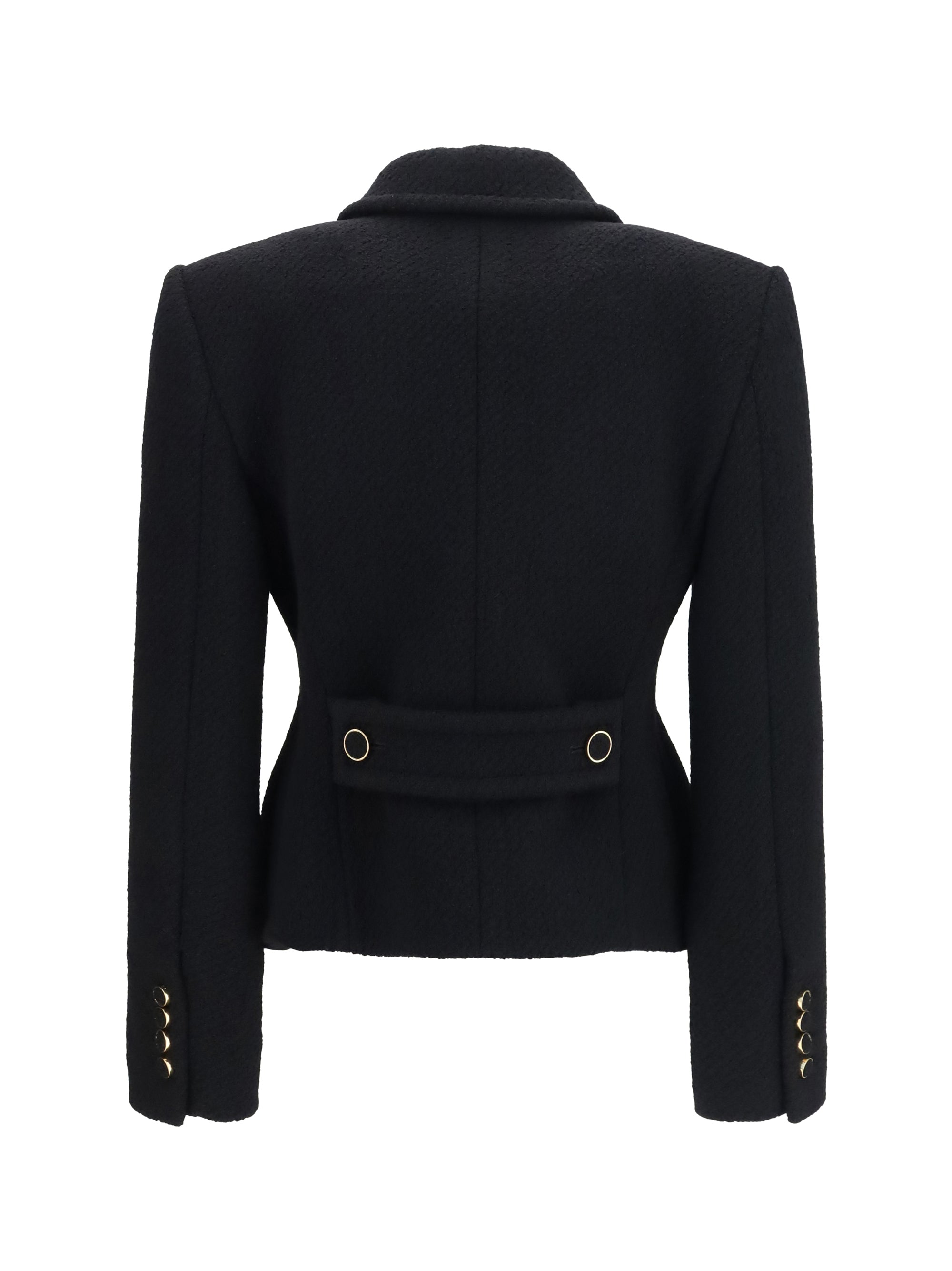 cropped single-breasted blazer with fabric buttons