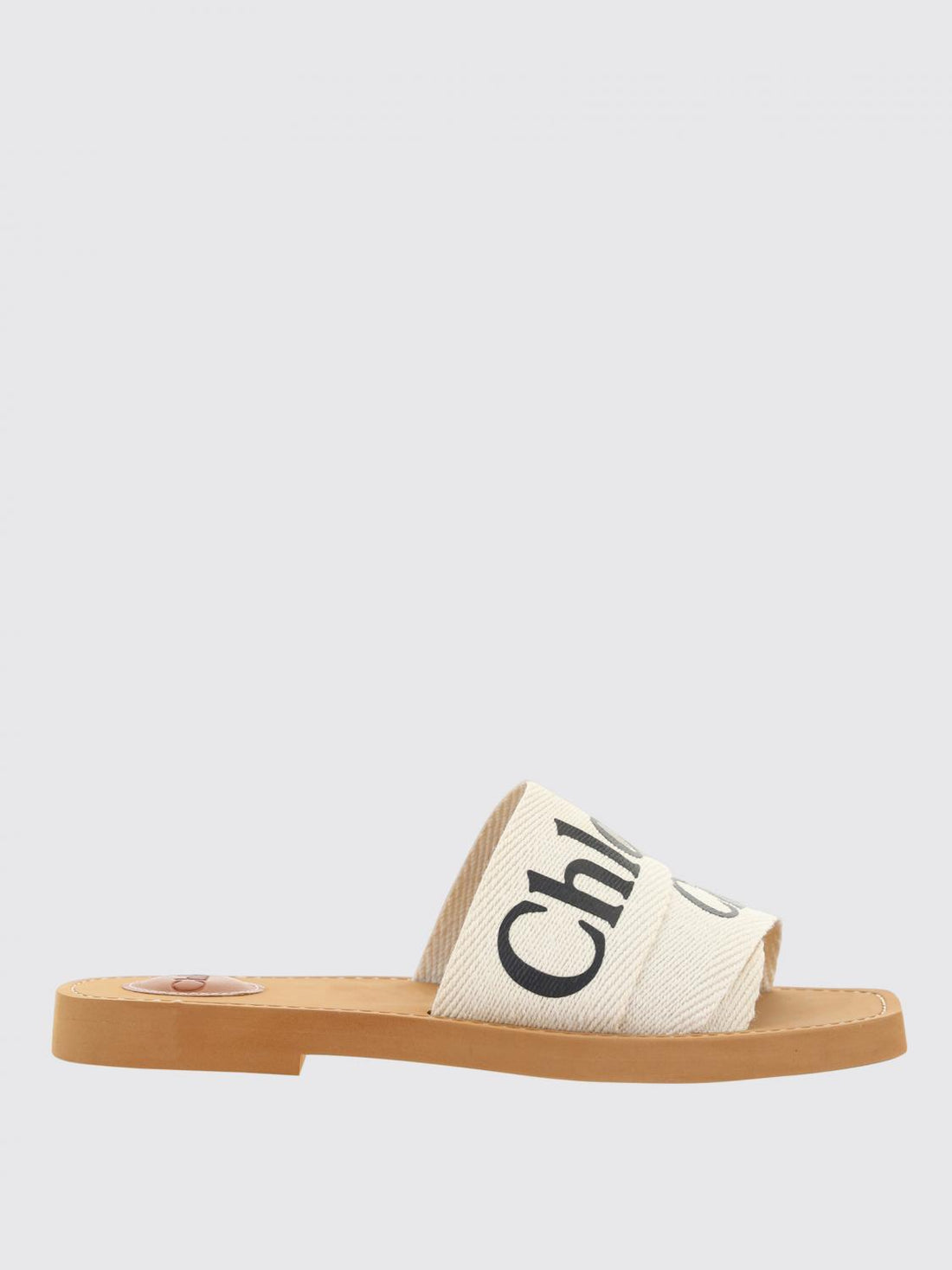 chloé sliders in fabric and rubber