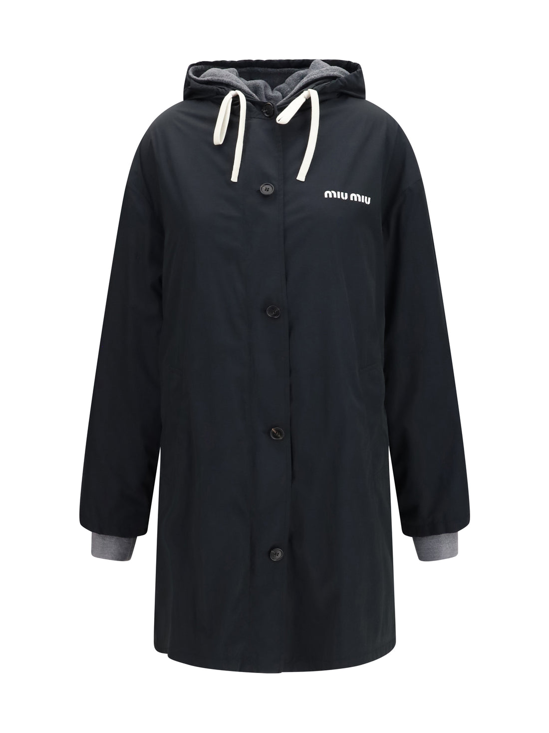 MIU MIU 38 panama and fleece single-breasted peacoat