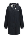 panama and fleece single-breasted peacoat