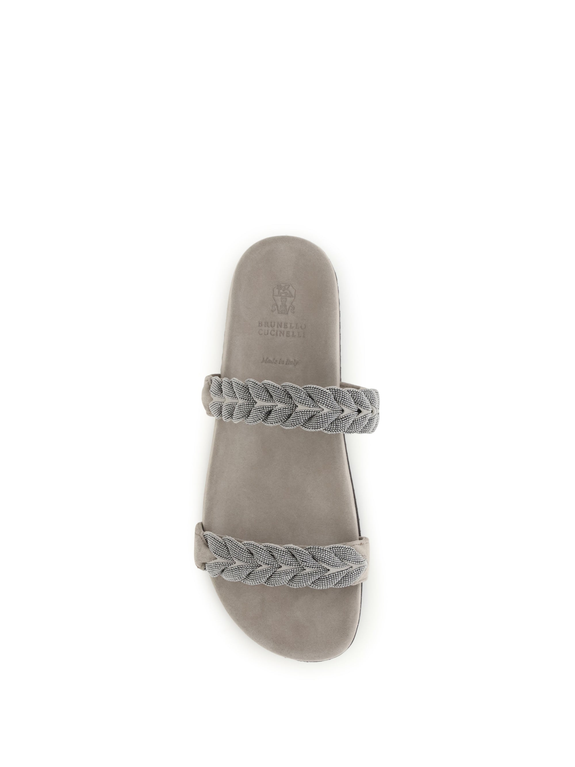 laurel leaf monili-embellished slides