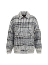 oversized check wool-blend bomber jacket