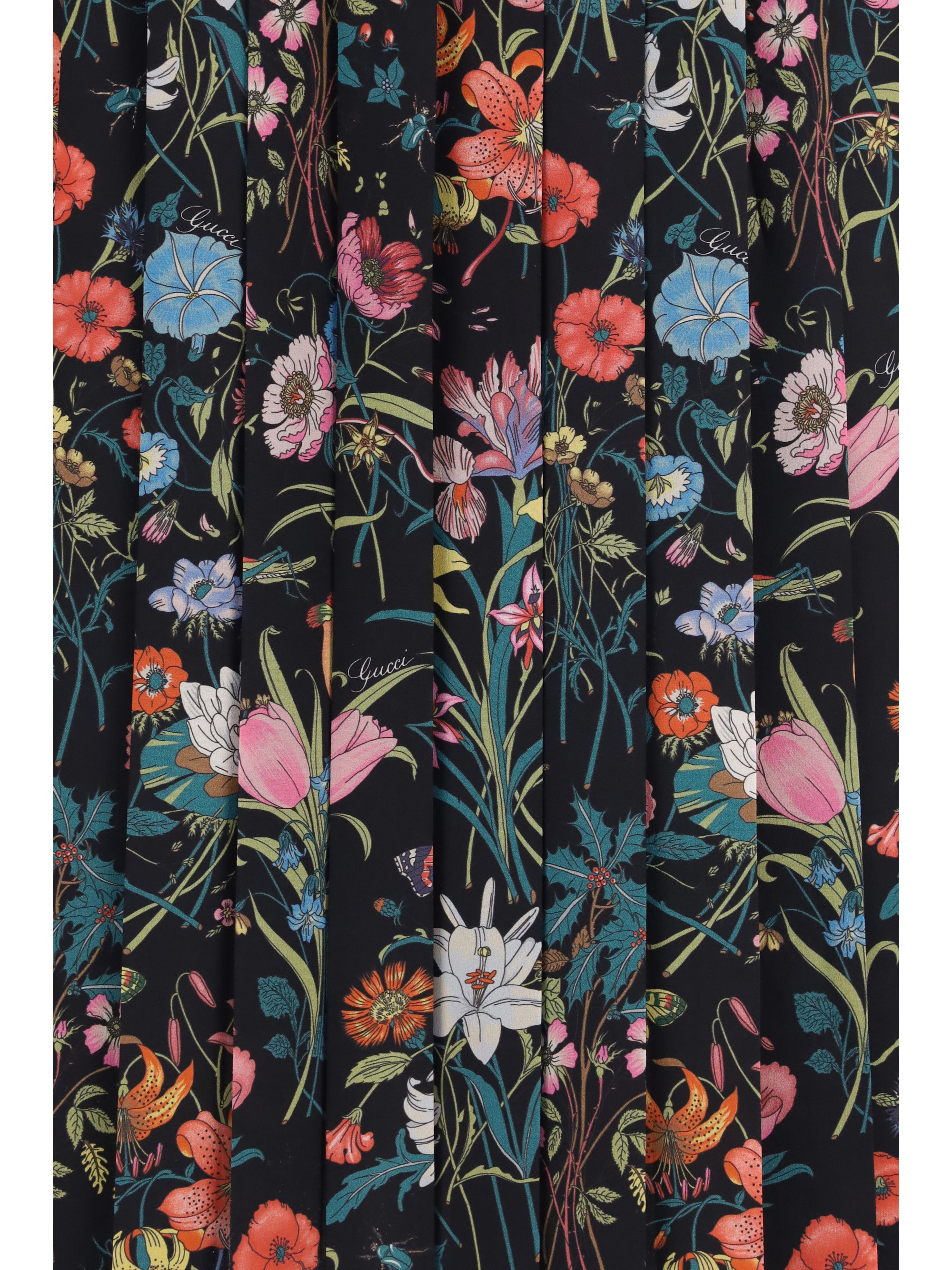 flora printed silk midi skirt