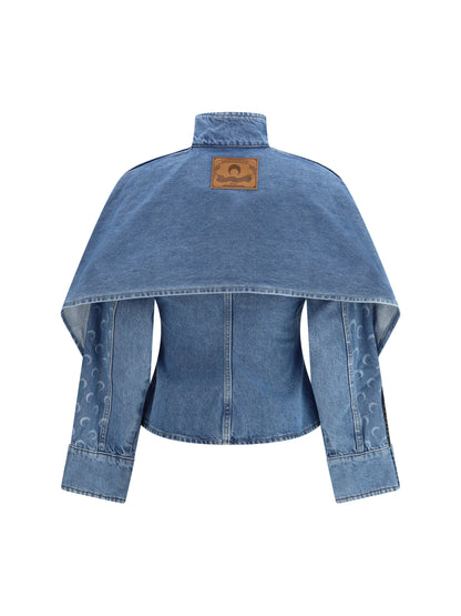 MARINE SERRE 38 moon laser blue wash denim shirt