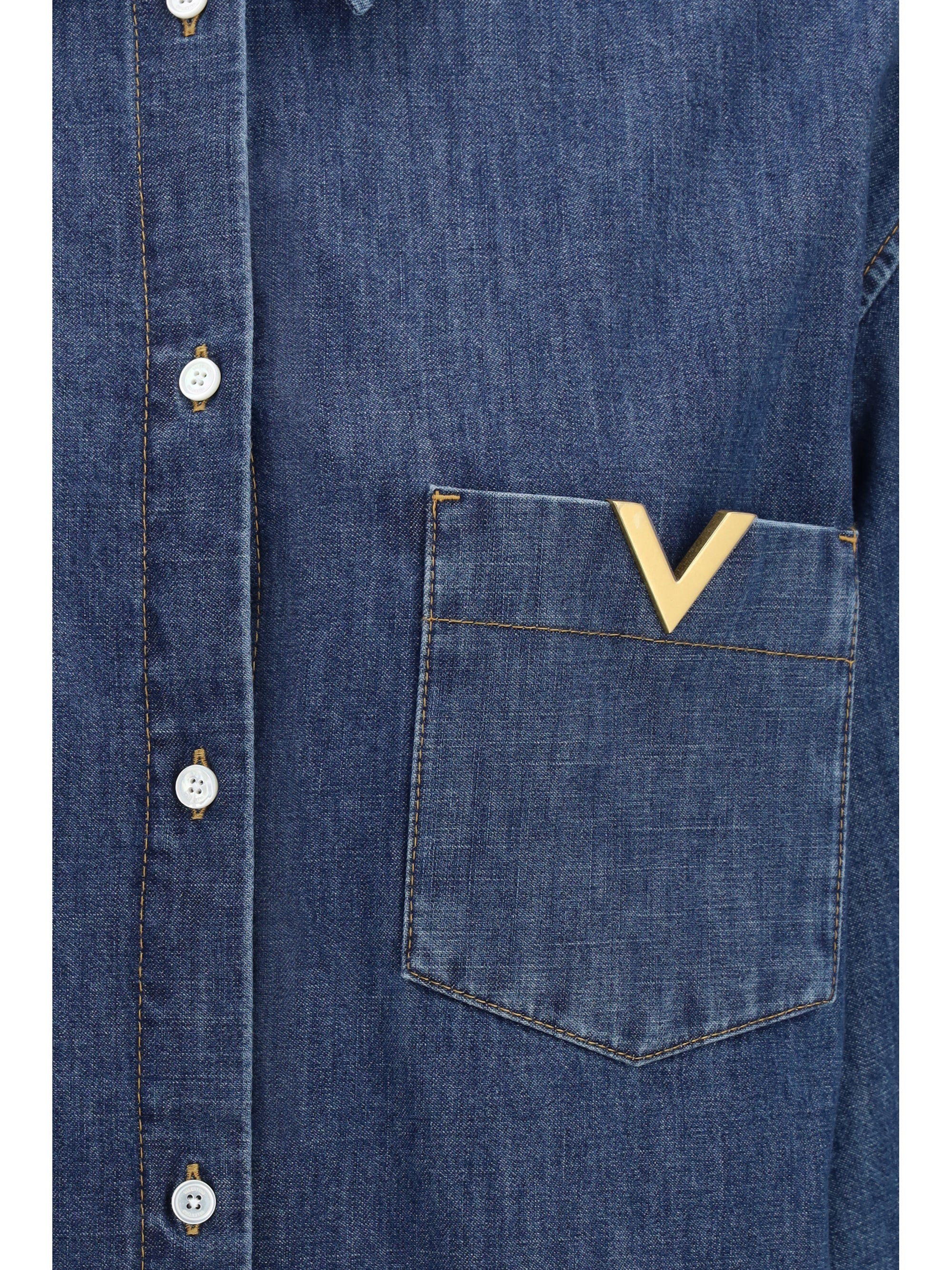 VALENTINO 40 solid chambray denim shirt