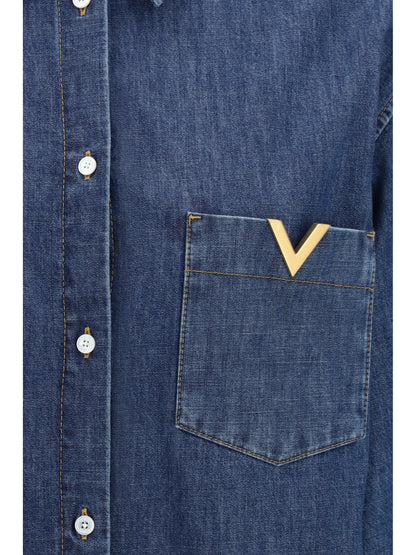 VALENTINO 40 solid chambray denim shirt