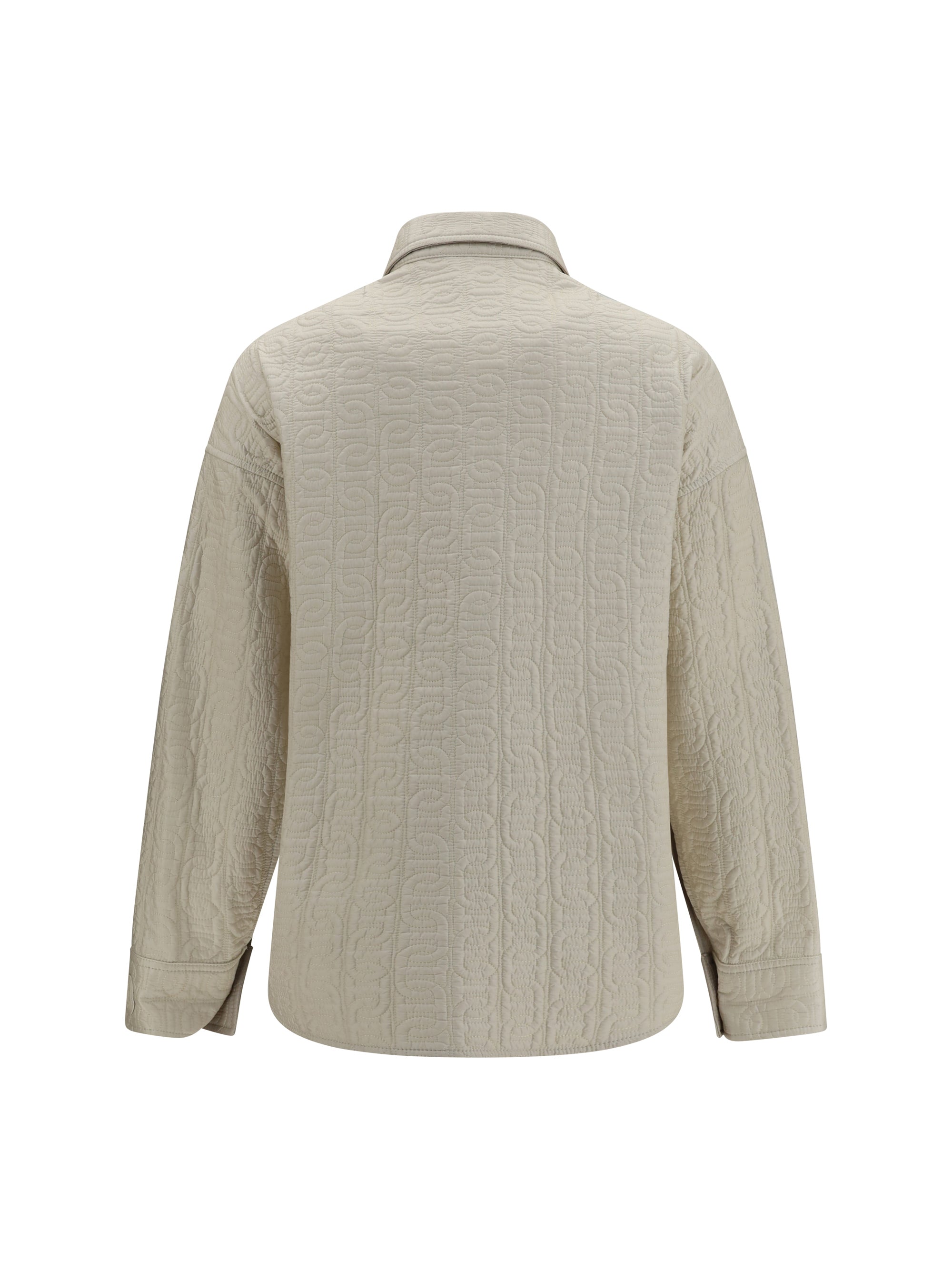 quilted chain motif padded shirt jacket