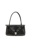 milanetto studded leather shoulder bag