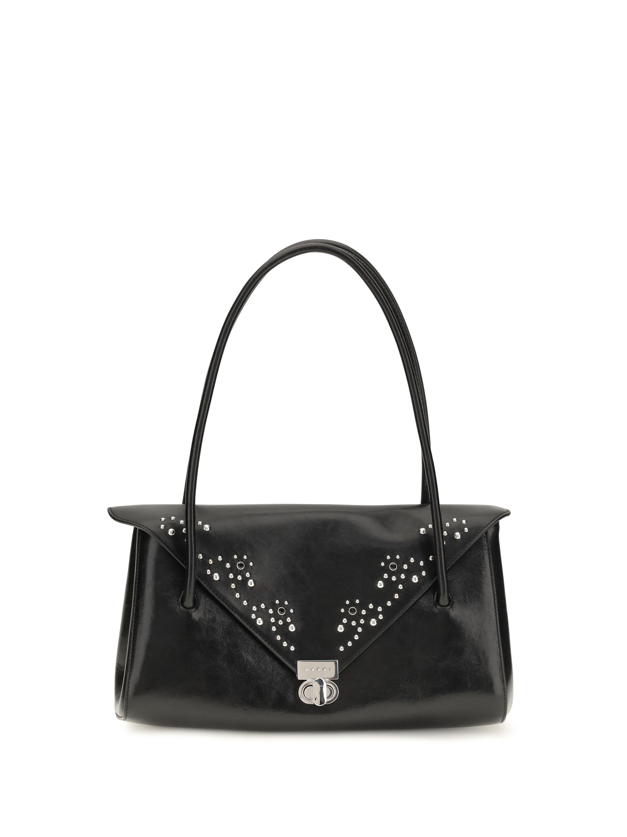 milanetto studded leather shoulder bag