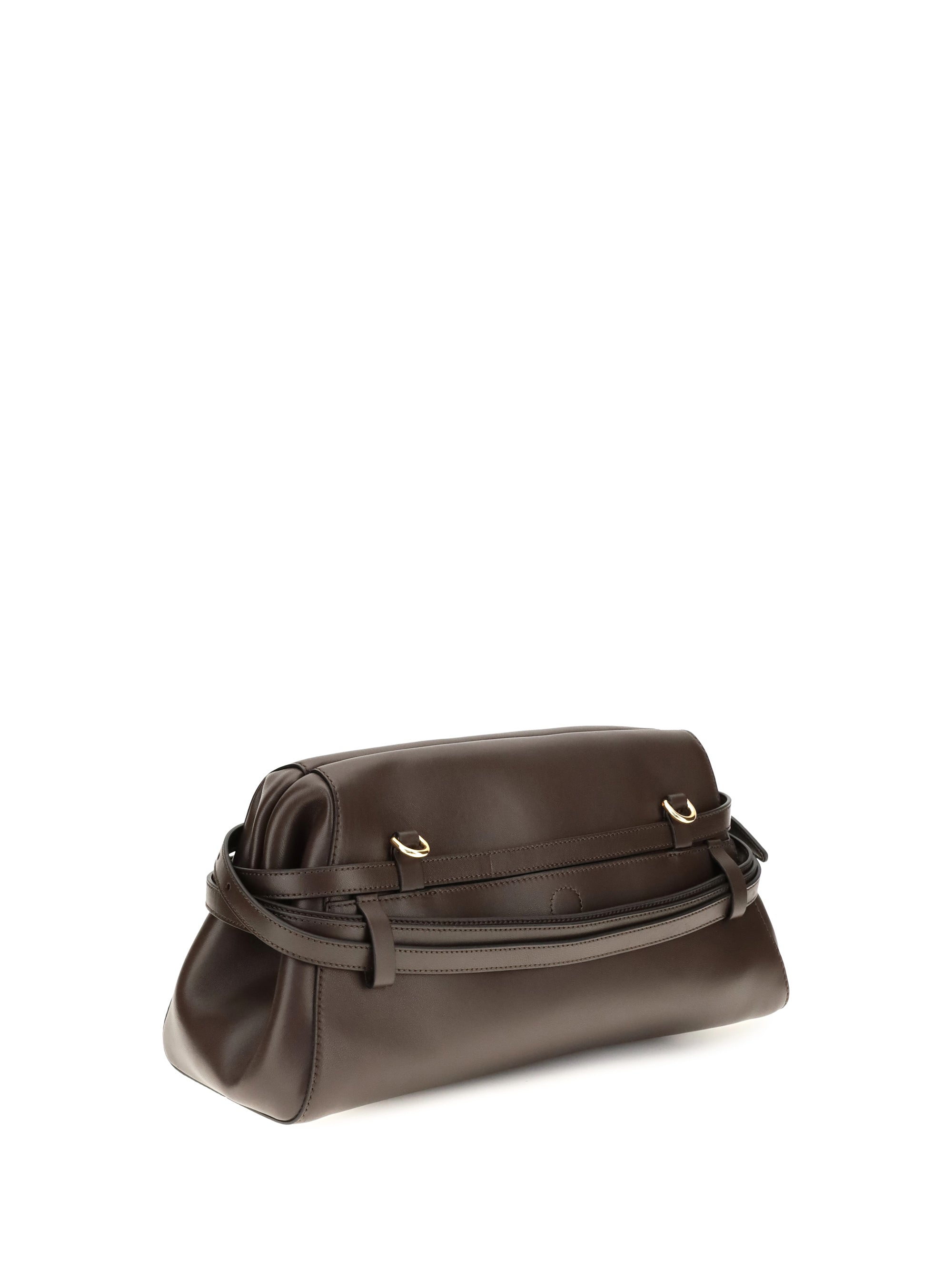 leather clutch with buckle detail