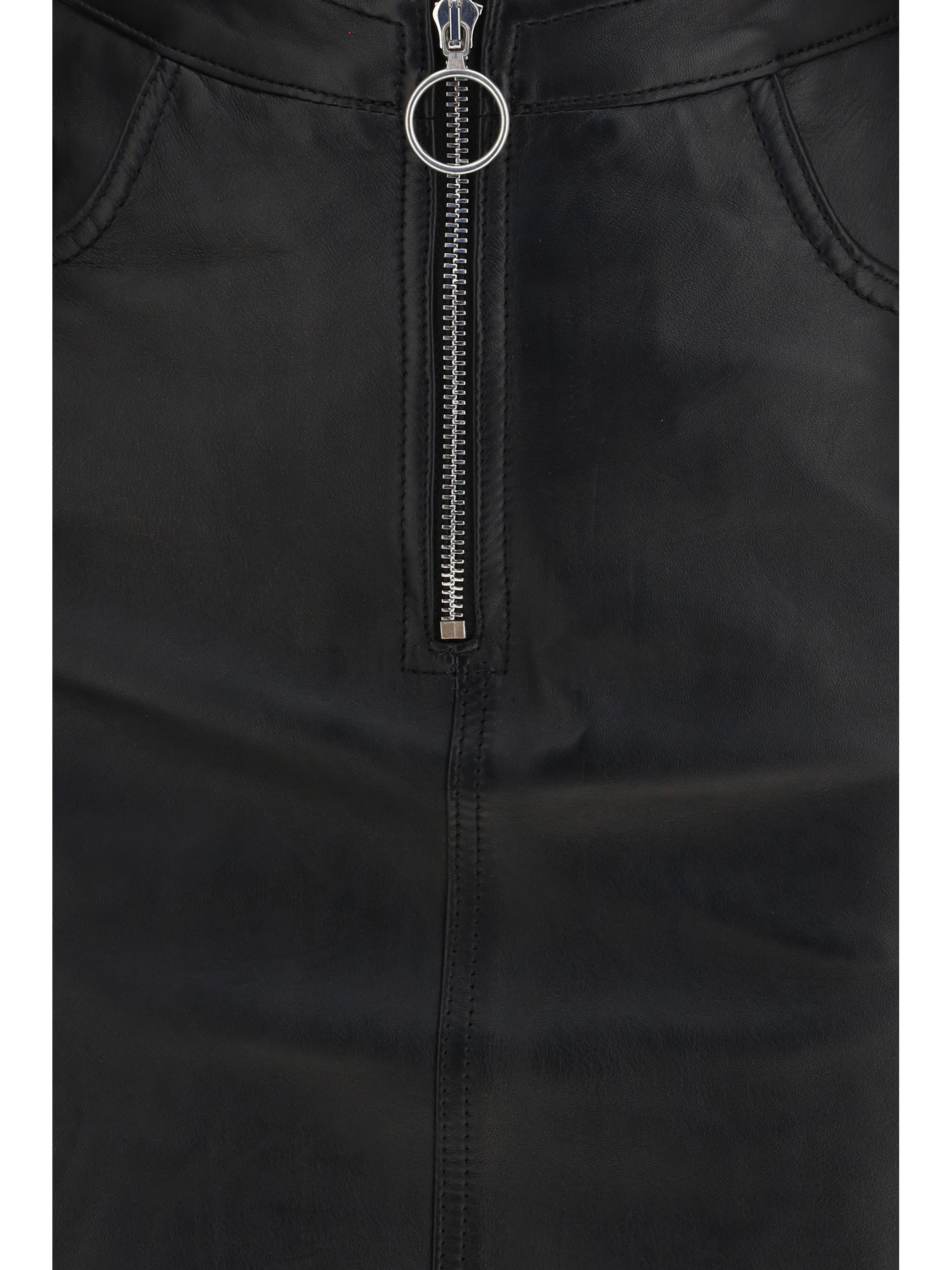 leather mini skirt with zip