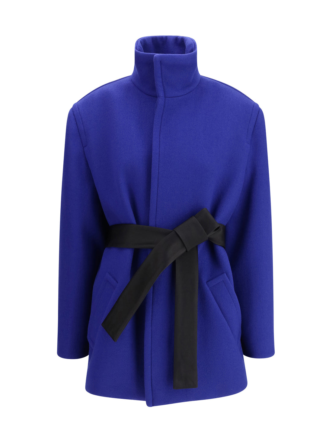 SAINT LAURENT 40 wool boxy belted coat