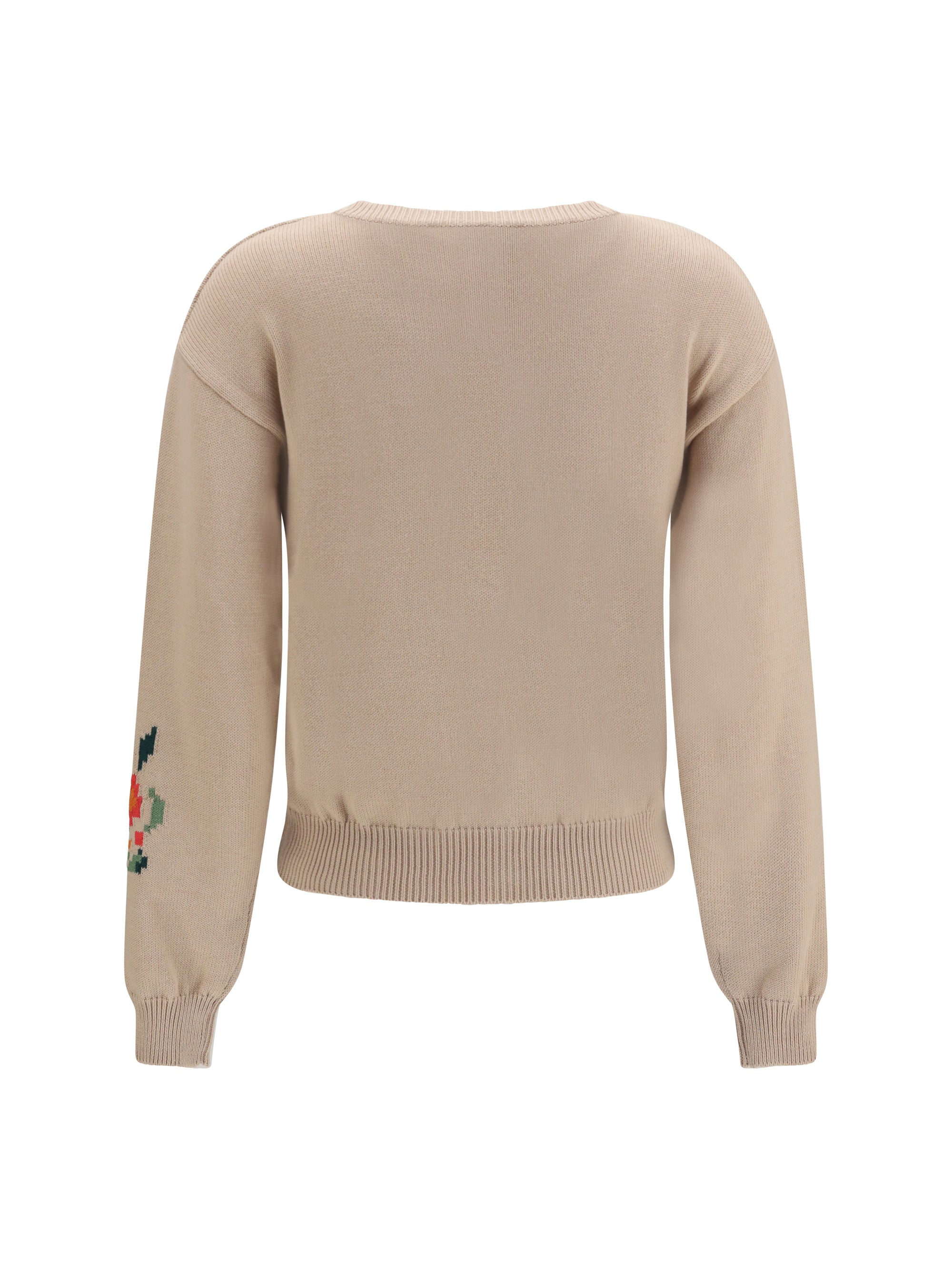 cotton knit cardigan with intarsia