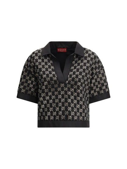 GUCCI 42 wool lamé tweed top