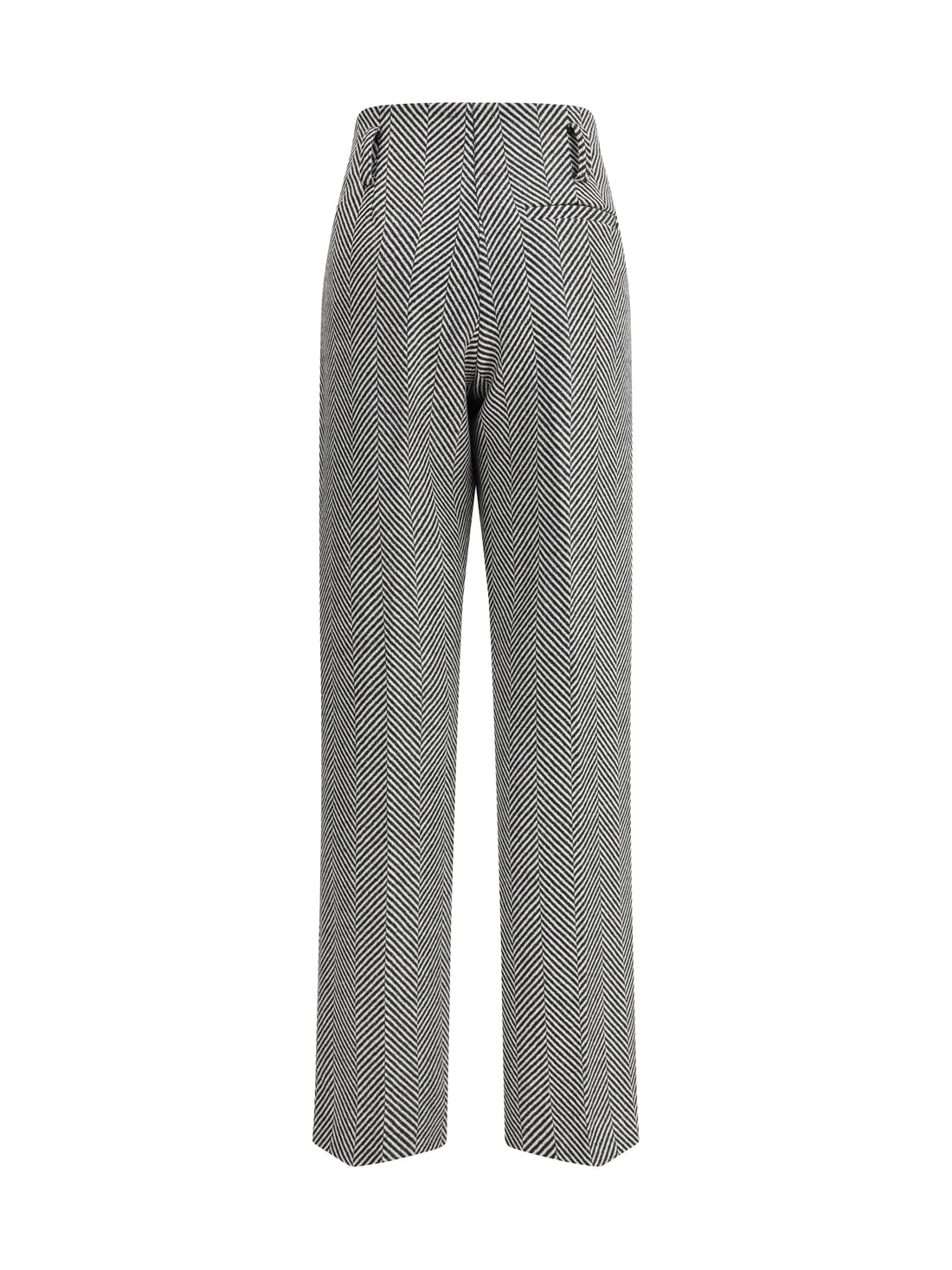 FORTE_FORTE II high-waisted wool trousers with chevron pattern