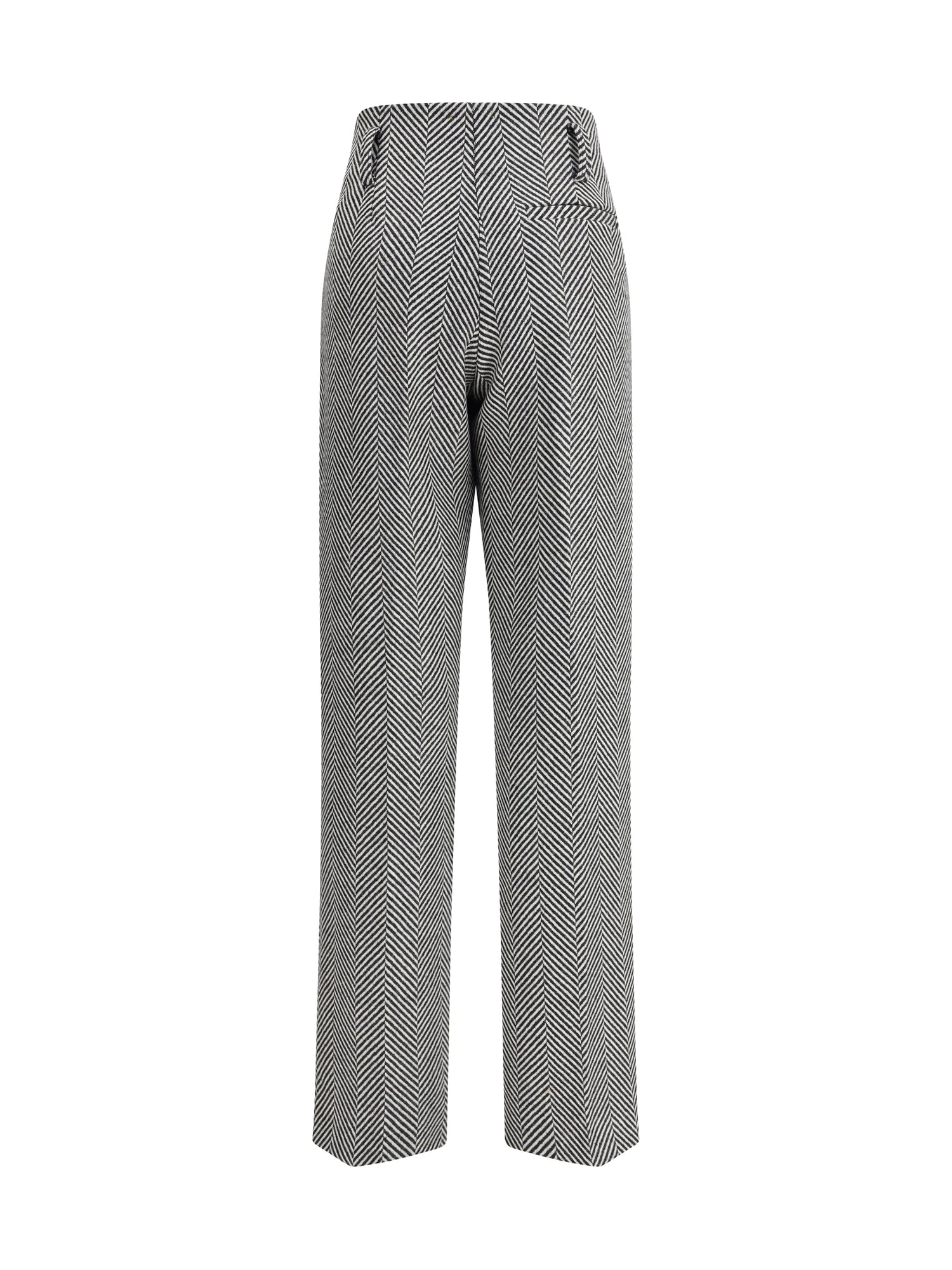 FORTE_FORTE II high-waisted wool trousers with chevron pattern