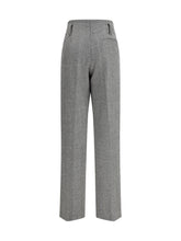 FORTE_FORTE II high-waisted wool trousers with chevron pattern