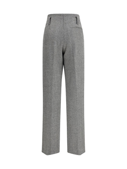 FORTE_FORTE II high-waisted wool trousers with chevron pattern