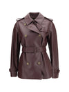 short leather trench coat