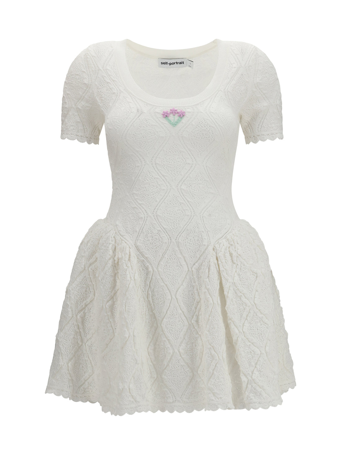 SELF-PORTRAIT M pointelle knit mini dress