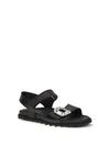 leather sandals with crystal buckle