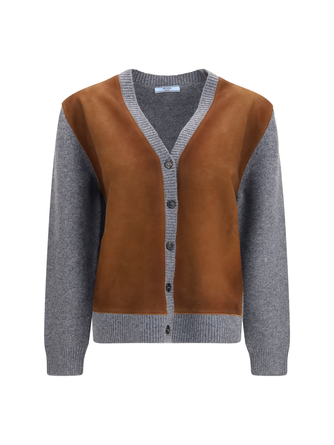 PRADA 40 suede and wool cardigan