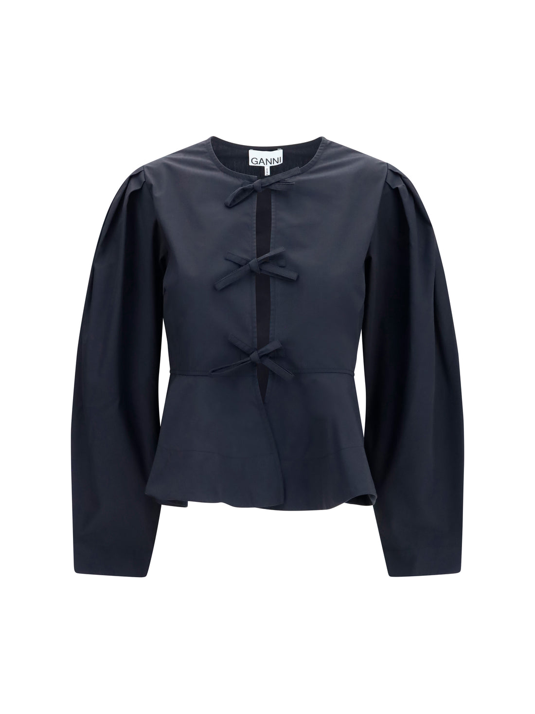 GANNI 36 cotton poplin blouse with bows