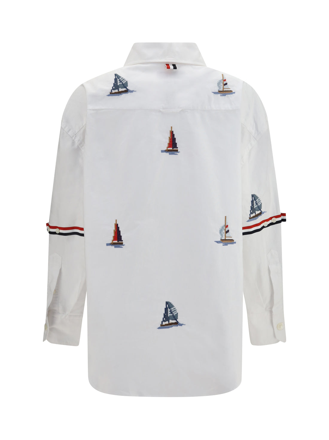 THOM BROWNE 40 oversized sailboat-embroidered shirt