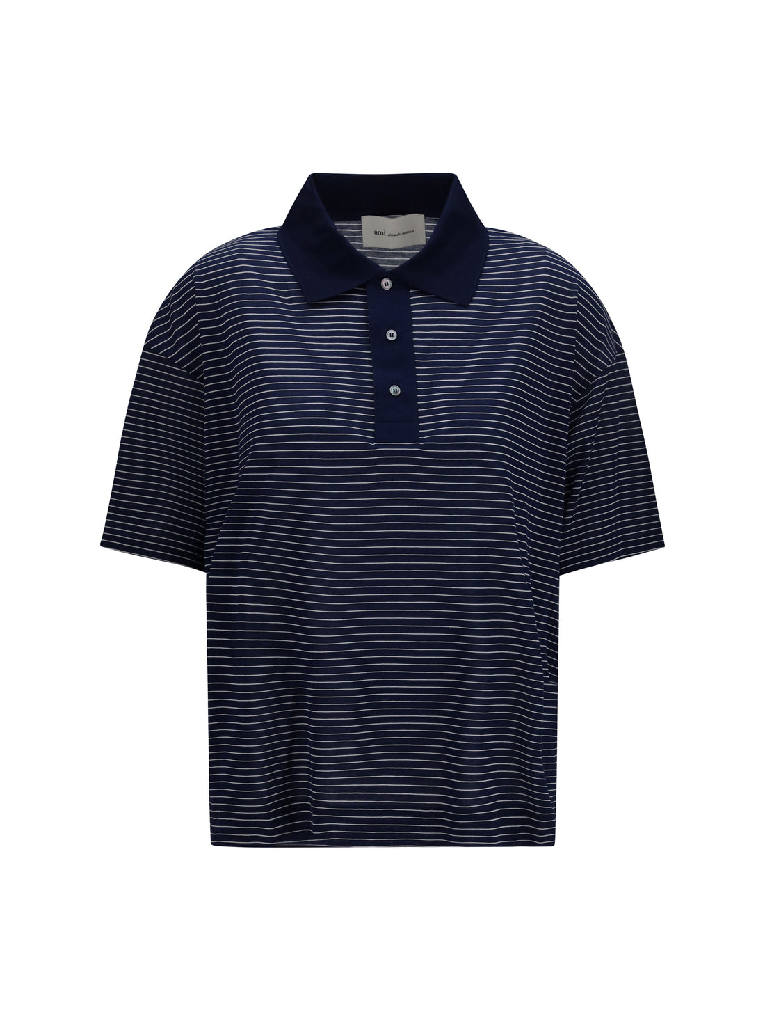 AMI PARIS L cotton striped ami de coeur polo