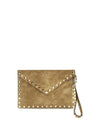 medium rockstud clutch in suede