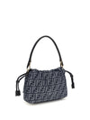 mamma baguette shoulder bag in ff jacquard denim