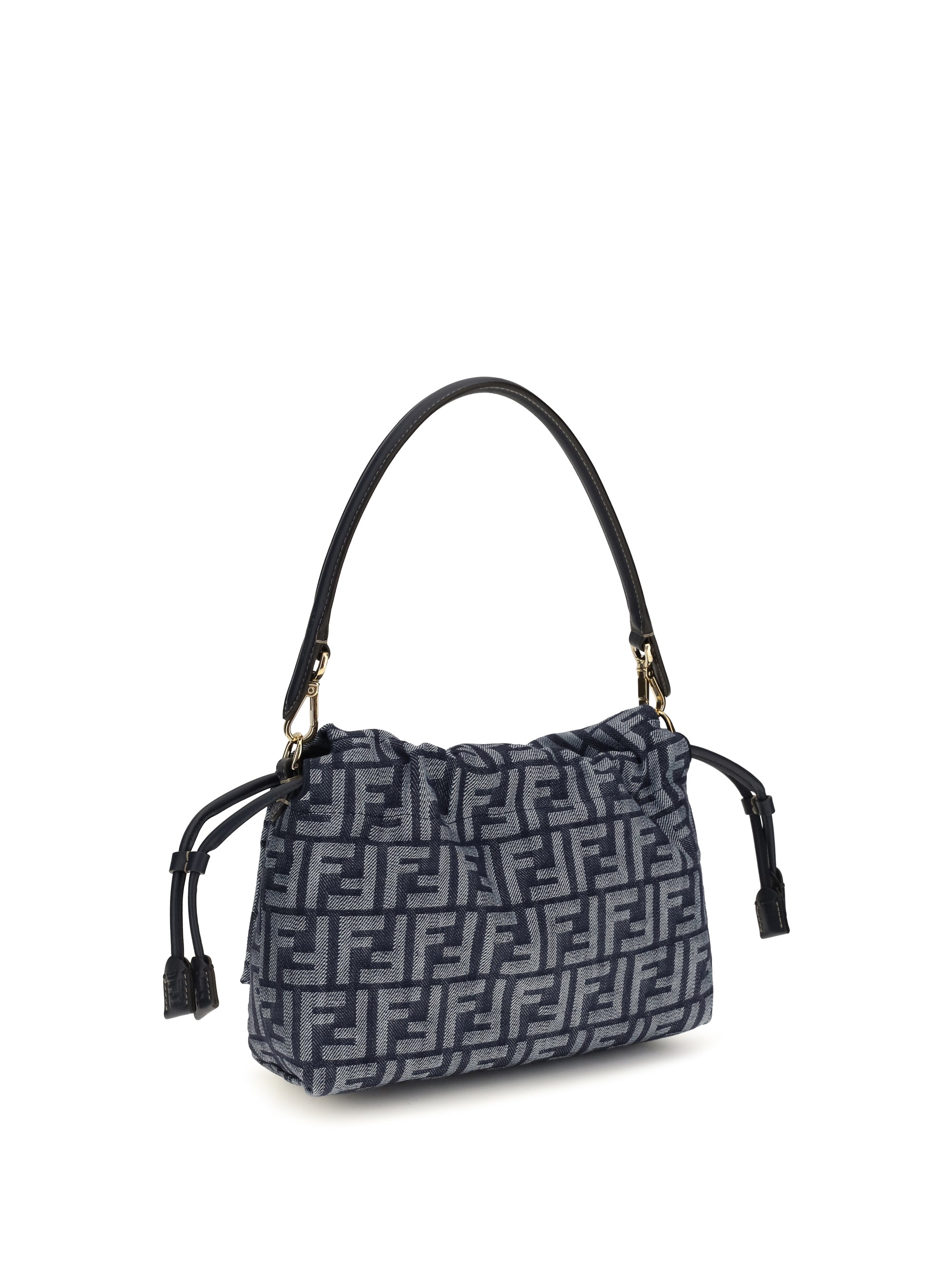 mamma baguette shoulder bag in ff jacquard denim