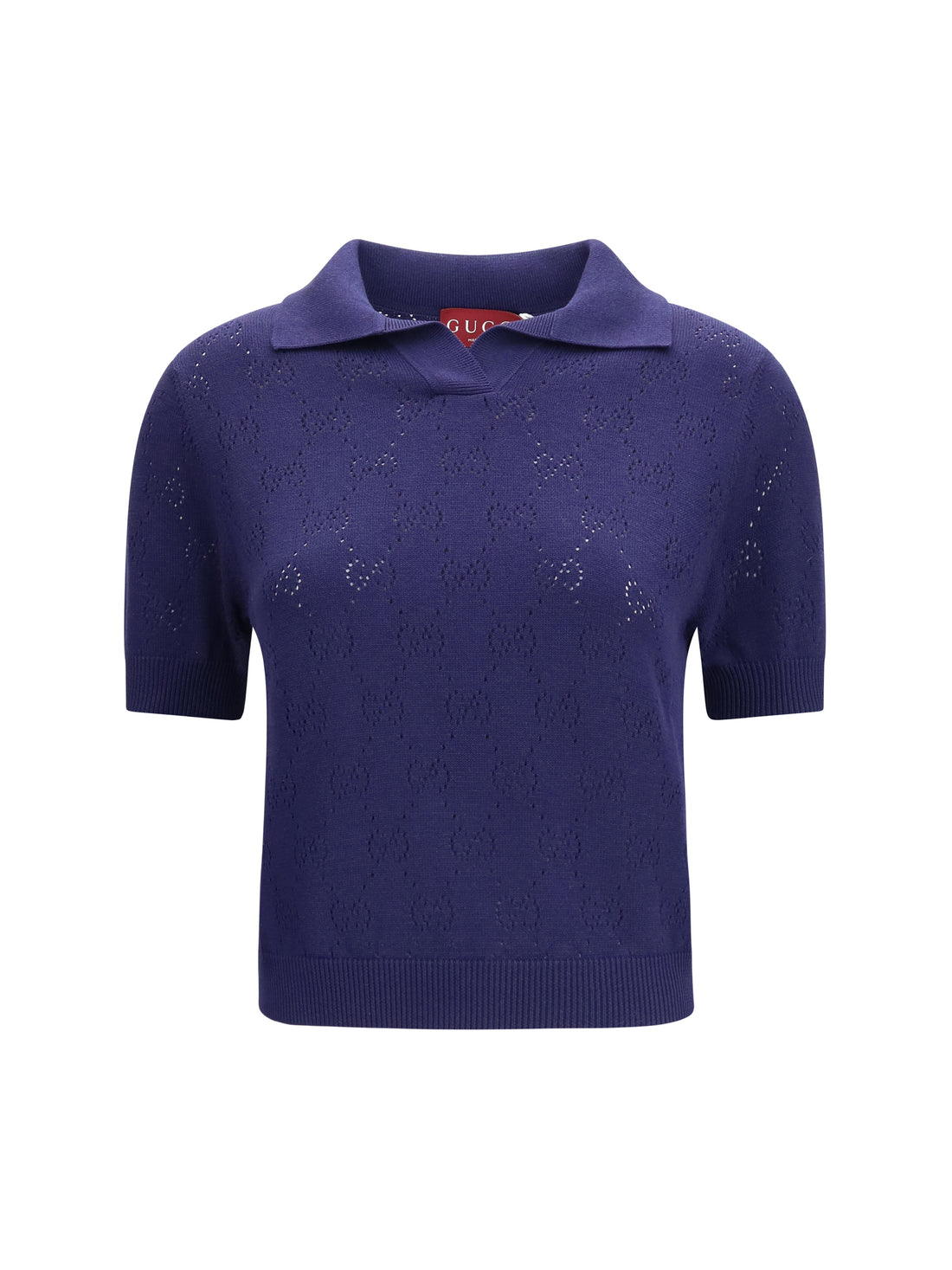 GUCCI M gg pointelle cotton silk polo shirt