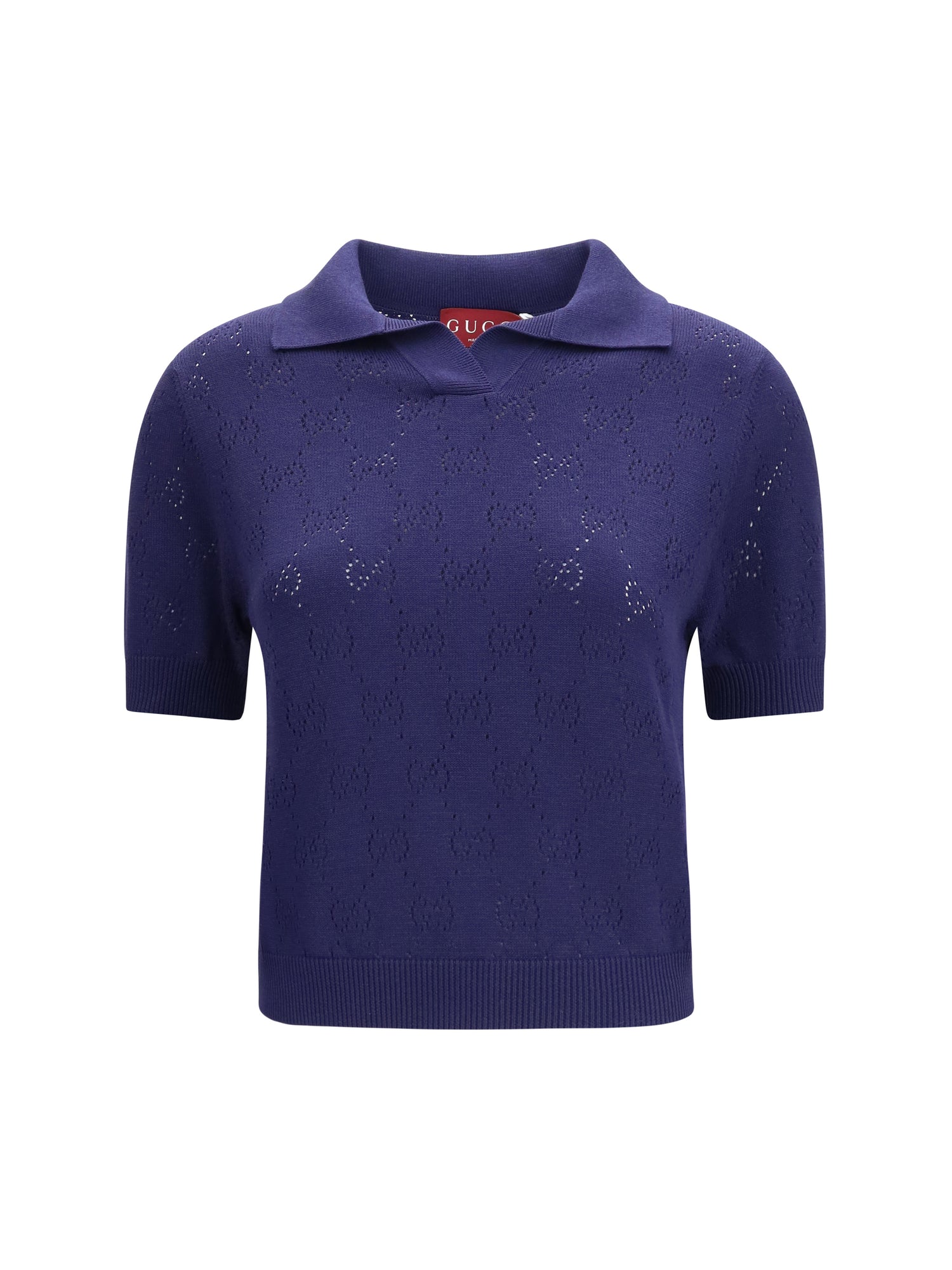 GUCCI M gg pointelle cotton silk polo shirt