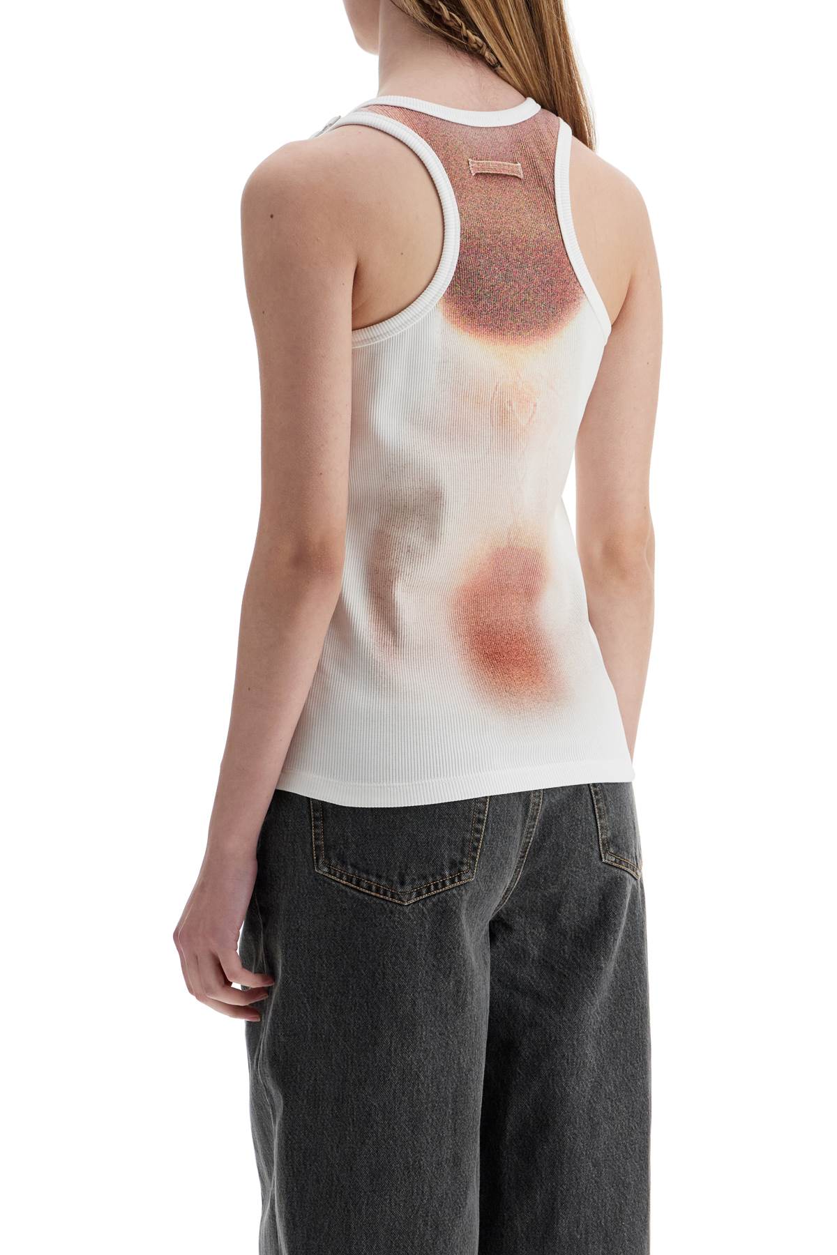 white cotton top with leather print le classique