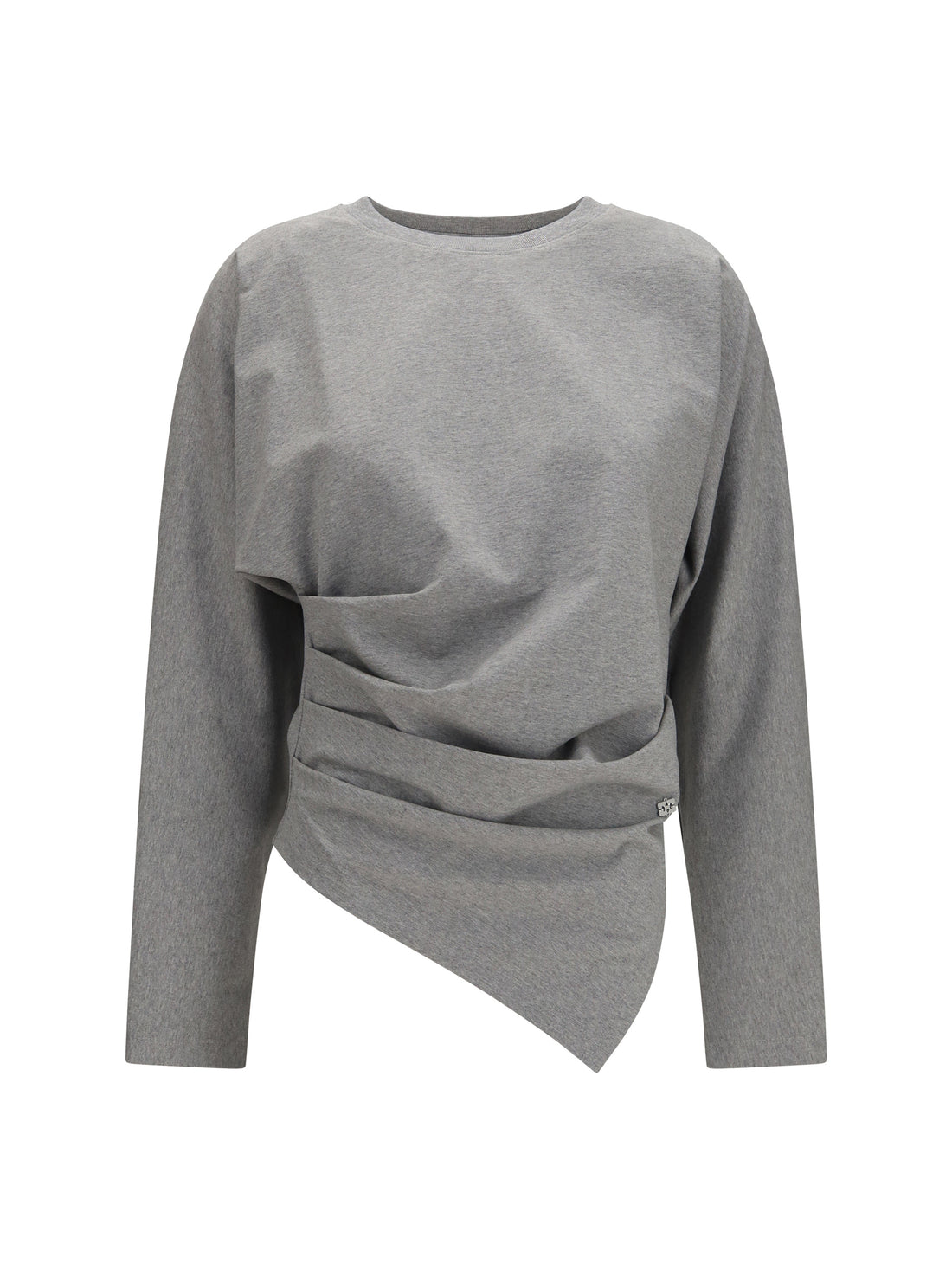 GANNI M asymmetric draped stretch cotton top