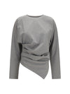 asymmetric draped stretch cotton top