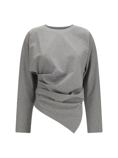 asymmetric draped stretch cotton top