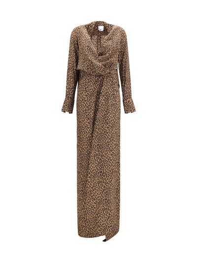 leopard-print cross-over crêpe de chine maxi dress