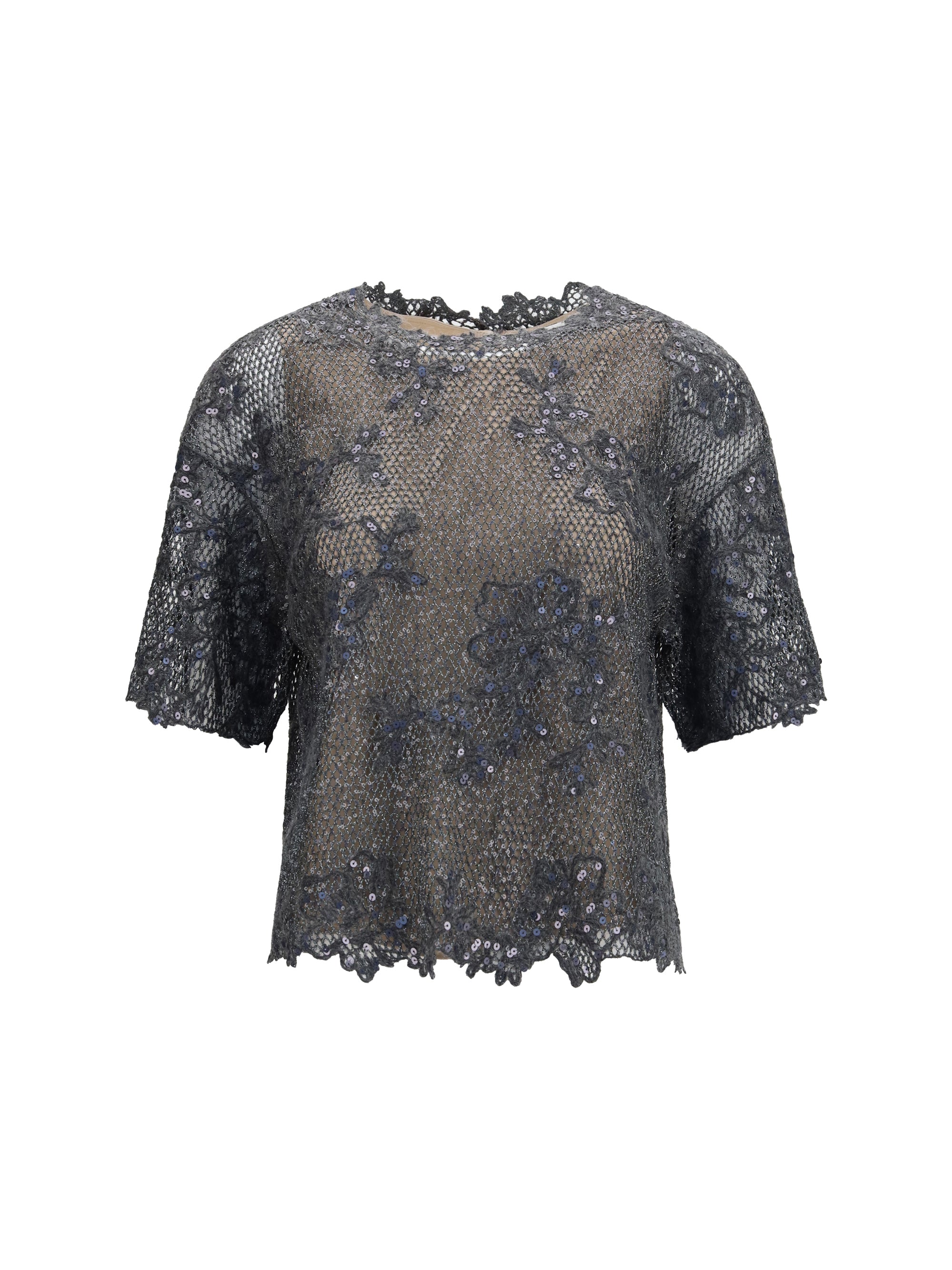 sequined crewneck top